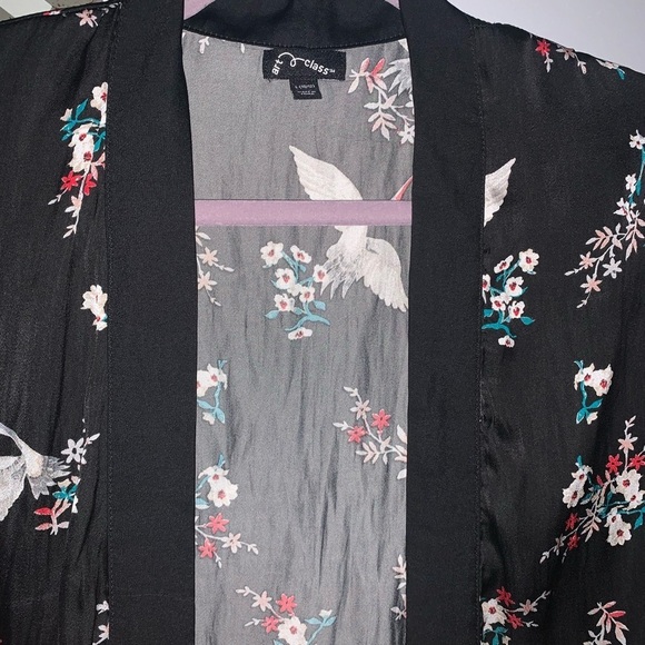 Art Class black floral bird light weight cardigan shrug size large - Picture 2 of 6